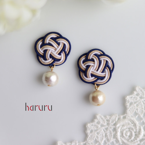 成人式 振袖 袴 浴衣♪水引のピアス イヤリング コットンパール