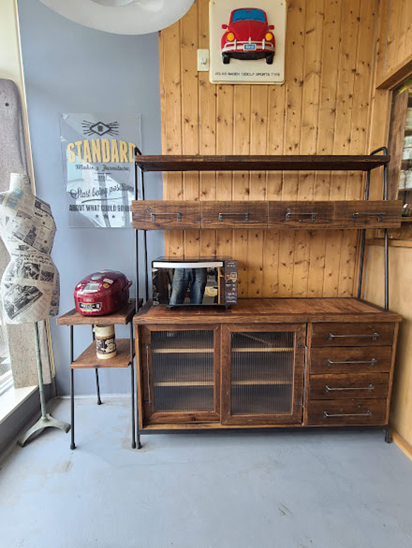 2点セットMIZUYAシェルフ・タイプ２＆サイドラック /食器棚 レンジ台