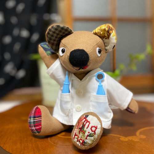 ユニークな癒し系テディベア＊ tehepero・bear (ネイビー/14cm