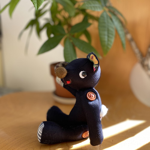 【t】小さいテディベア　14cm ユニークな癒し系テディベア＊ tehepero・bear (ネイビー/14cm