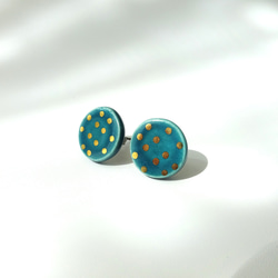 金彩dot round pierce／earring（深緑） 2枚目の画像