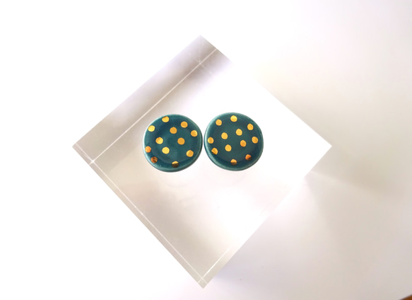 金彩dot round pierce／earring（深緑） 3枚目の画像