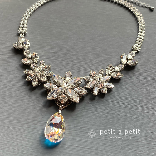 国内送料無料 総スワロフスキー® Ciel ブライダルネックレス [ダイヤ