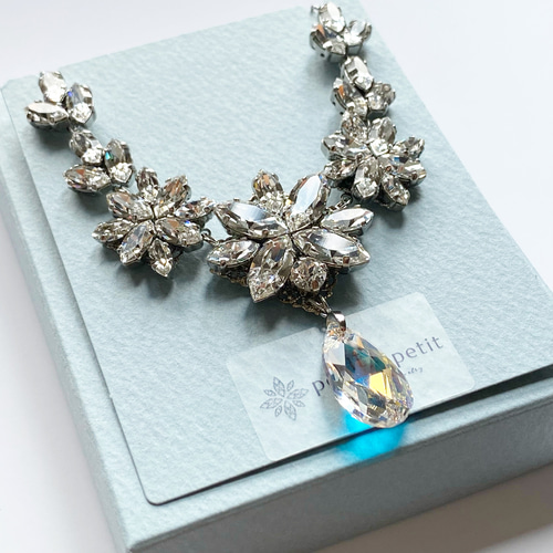 国内送料無料 総スワロフスキー® Ciel ブライダルネックレス [ダイヤ