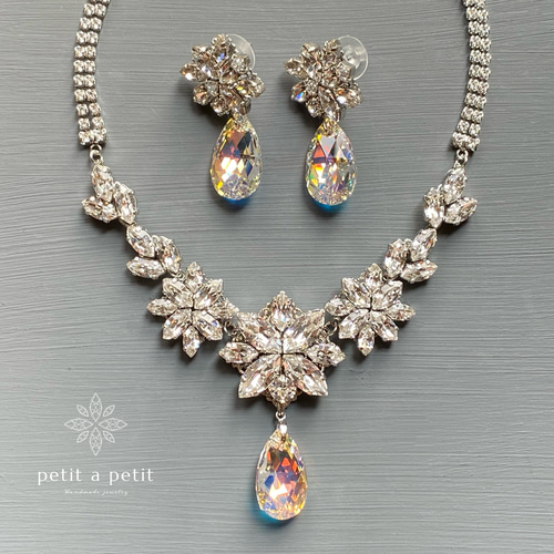 国内送料無料 総スワロフスキー® Ciel ブライダルネックレス [ダイヤ