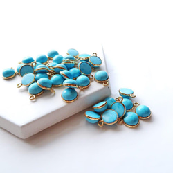 14KGF/ TURQUOISE VINTAGE CRYSTAL PEARL EARRINGS 6枚目の画像