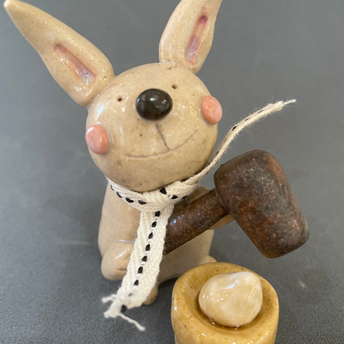 ウサギごん吉のお餅つき お餅 臼 杵 お正月 その他置物 TARACO 通販