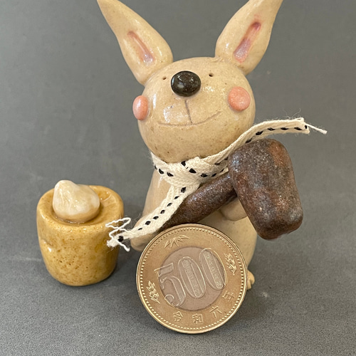 ウサギごん吉のお餅つき お餅 臼 杵 お正月 その他置物 TARACO 通販