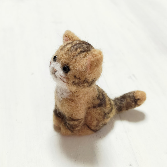 ◾受注制作・羊毛フェルトの小さな子猫(きじとら猫)　猫グッズ　猫雑貨 3枚目の画像