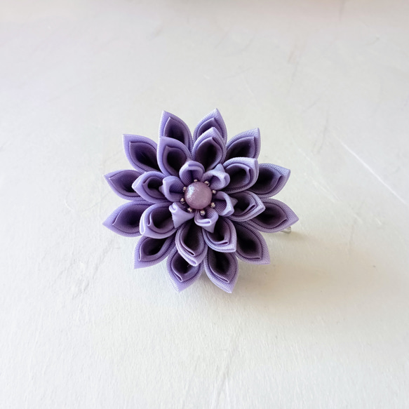 つまみ細工　お花のポニーフック　紫　[髪飾り・ヘアアクセサリー] 1枚目の画像