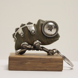 金木工房 カメレオン の 置き物 キーホルダー パロサント カメレオン パロサント（木材）ピューター（金属）キーホルダーや置物