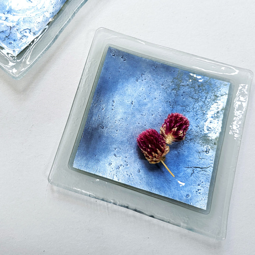 ガラスの器 金属箔皿 15㎝角 中皿 スタジオ シャイン 通販