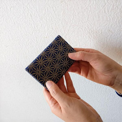 金彩工芸　竹節麻の葉　金仕上げ　デニム地製　「名刺入れ・カードケース」 2枚目の画像