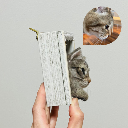 オーダーメイド 猫のミニフレーム 羊毛フェルト ユシマキネコ