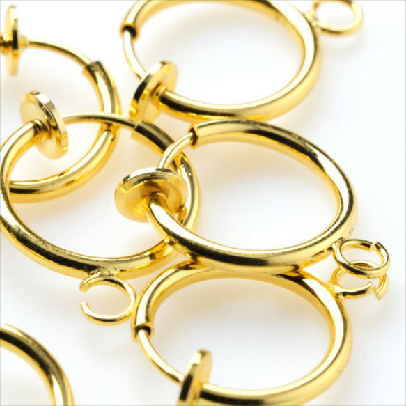 [10 件] 帶掛鉤的圈形耳環★黃金/13mm★無孔耳環耳環零件 第3張的照片