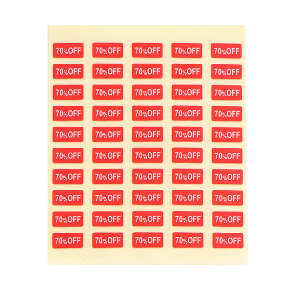 【台紙用シール】プライスダウン SALEシール　200枚（赤地×白文字）5×10㎜　20%off  30%off 50% 7枚目の画像