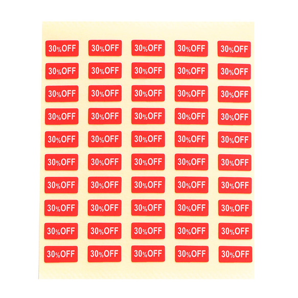 【台紙用シール】プライスダウン SALEシール　200枚（赤地×白文字）5×10㎜　20%off  30%off 50% 5枚目の画像