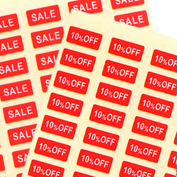 【台紙用シール】プライスダウン SALEシール　200枚（赤地×白文字）5×10㎜　20%off  30%off 50% 2枚目の画像