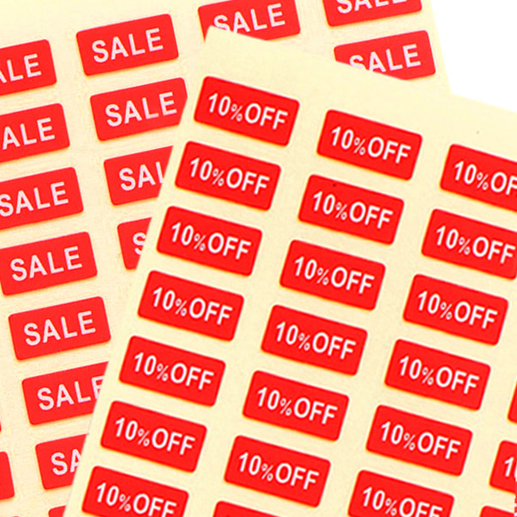 【台紙用シール】プライスダウン SALEシール　200枚（赤地×白文字）5×10㎜　20%off  30%off 50% 2枚目の画像