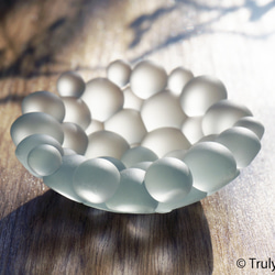 艶消しガラスのトレイ -「まるいガラス」○直径約9cm その他