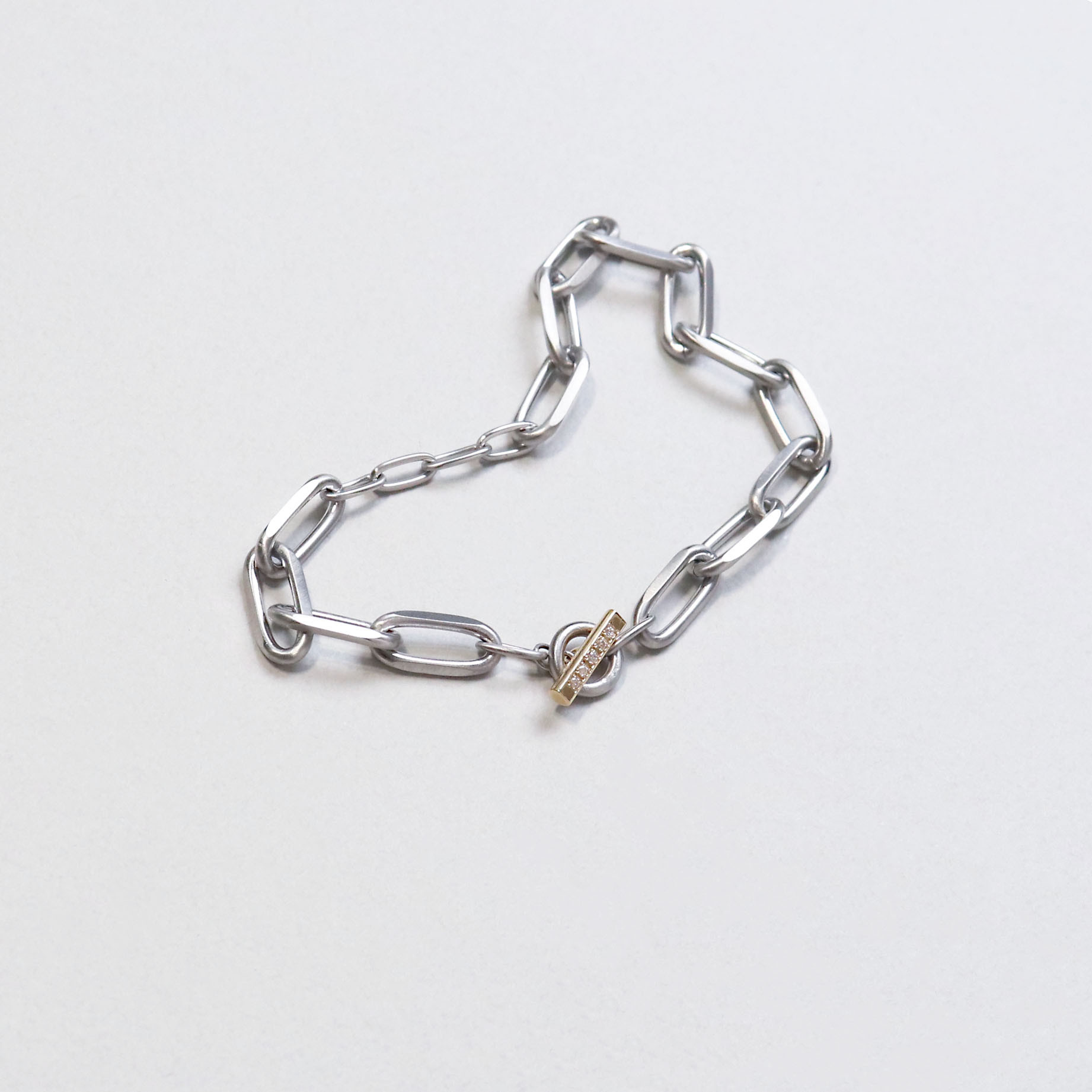 ステンレス＆K18×ダイヤモンドブレスレット~connect diamond chain bracelet~