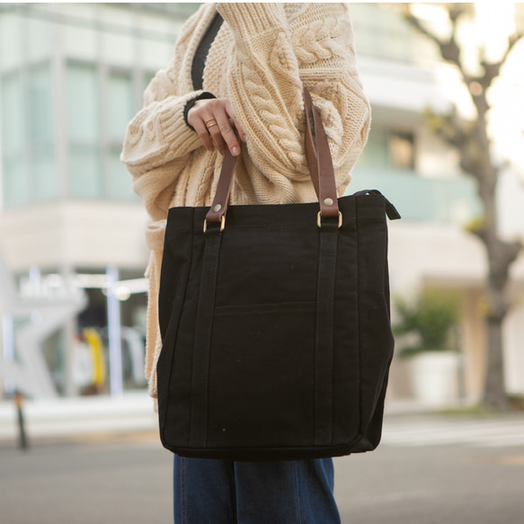キャンバス トート バッグ 帆布 2WAY 大容量 本革 レザー ギフト