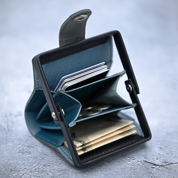 【ガバッと開くコンパクト財布】《カラーオーダー》ヌメ革 3枚目の画像