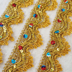 1mゴールドブレード 波型 スパンコール☆ 手芸 クラフト 民族衣装 タッセル フリンジ 7枚目の画像