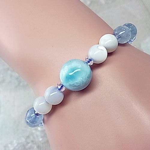 ◇大粒13mm ラリマー◇ブルー グラデーション アクアマリン