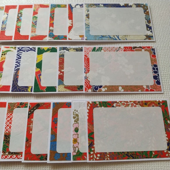箔入メッセージカード#1616　　友禅和紙 × 千代紙    20枚 2枚目の画像