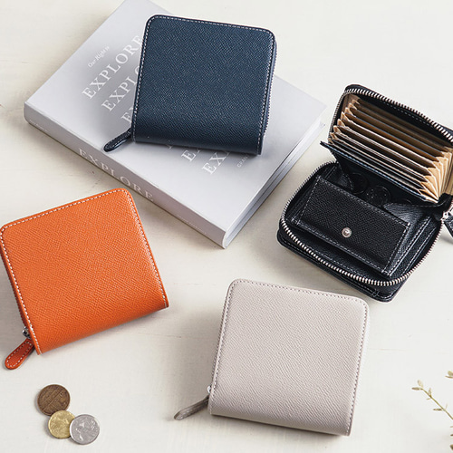 刻印可】人気No.1！スクエア型の大容量二つ折り財布！ ミニマルチ