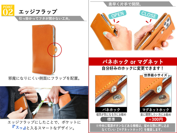 “EFGS iPhone 手帳型ケース”14色 iPhone17 Air iPhone16 SE3 レザー 本革 名入れ 3枚目の画像