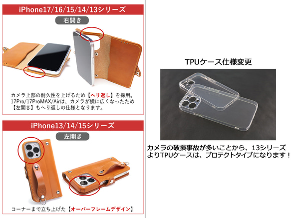 “EFGS iPhone 手帳型ケース”14色 iPhone17 Air iPhone16 SE3 レザー 本革 名入れ 8枚目の画像