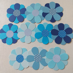 壁面飾り アレンジ花 #891 ☆10枚 ブルー系 ドット柄(水玉) その他素材