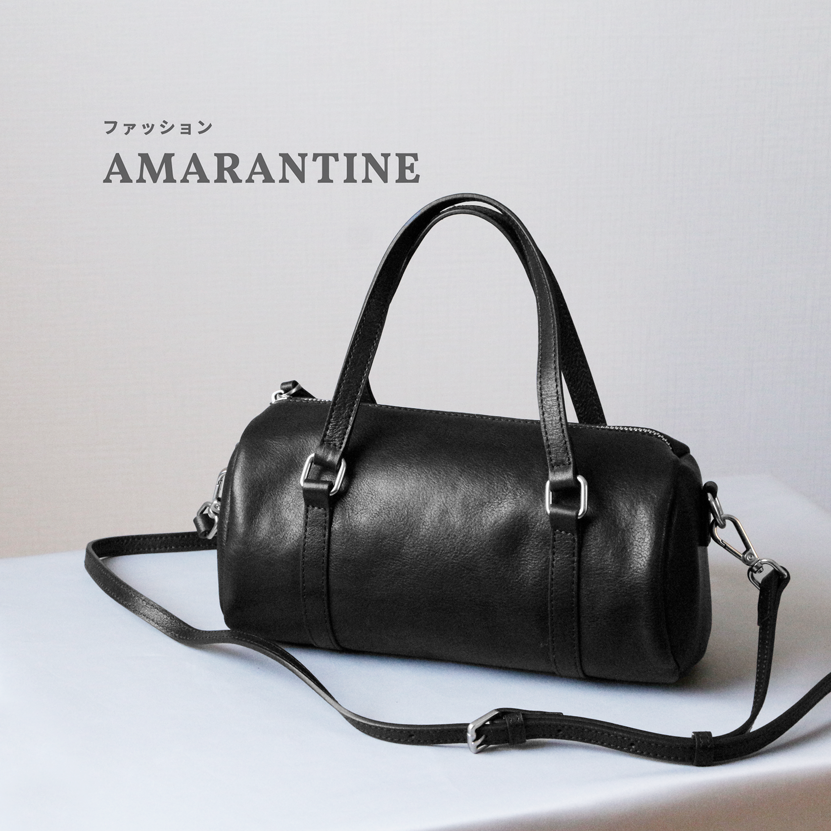 本革バッグカジュアルなショルダーバッグ斜めかけ長財布収納可能　ブラック