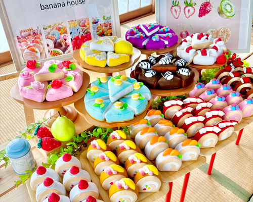プクフェルトおままごと　ままごと　パンケーキ　ミニプリンセット他　しろたま 受注制作】フェルト おままごと ホットケーキ(パンケーキ)セット