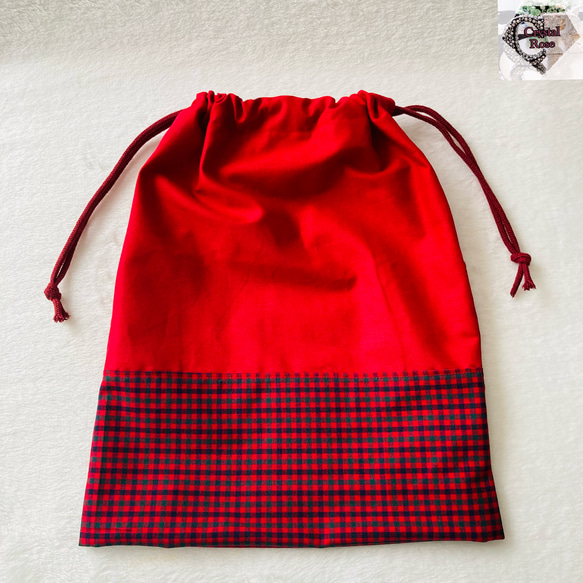 ☆人気商品☆体操服袋 巾着ファミリア風チェック 体操服袋・お着替え袋 
