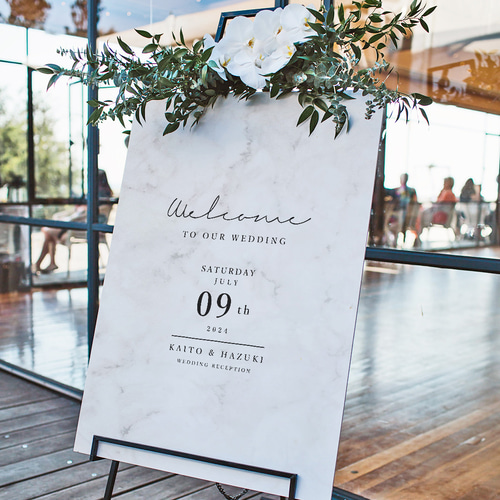 くすみ大理石カラーの結婚式ウェルカムボード │ウェディング セミ