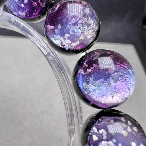ミヤコマリン 12mm ブレスレット 蓄光 ホタルガラス とんぼ玉 ミヤコマリン 青芯 蓄光 ホタルガラス 12mmブレスレット とんぼ