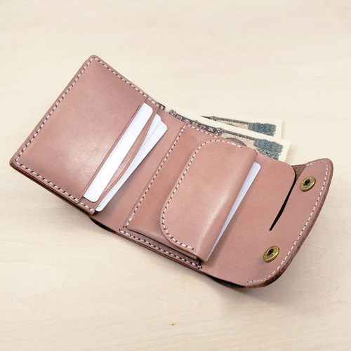 ミニウォレット 三つ折り コンパクト 財布 ヌメ革 サドルレザー