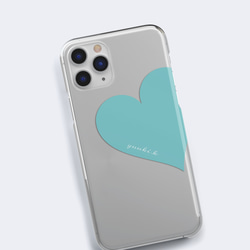 Big Heart♡ターコイズブルー　クリアケース　iPhoneケース　スマホケース 5枚目の画像