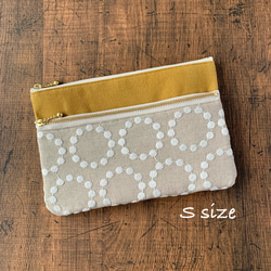 Sサイズ A6 母子手帳ケース ダブルファスナー リネンタンバリン