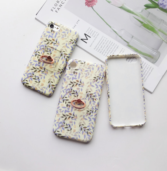 【iphone6/6S/7/8/SE2/X/XS/XR】バンカーリング付き♥小花柄 ボタニカルフラワー  ソフトケース 4枚目の画像