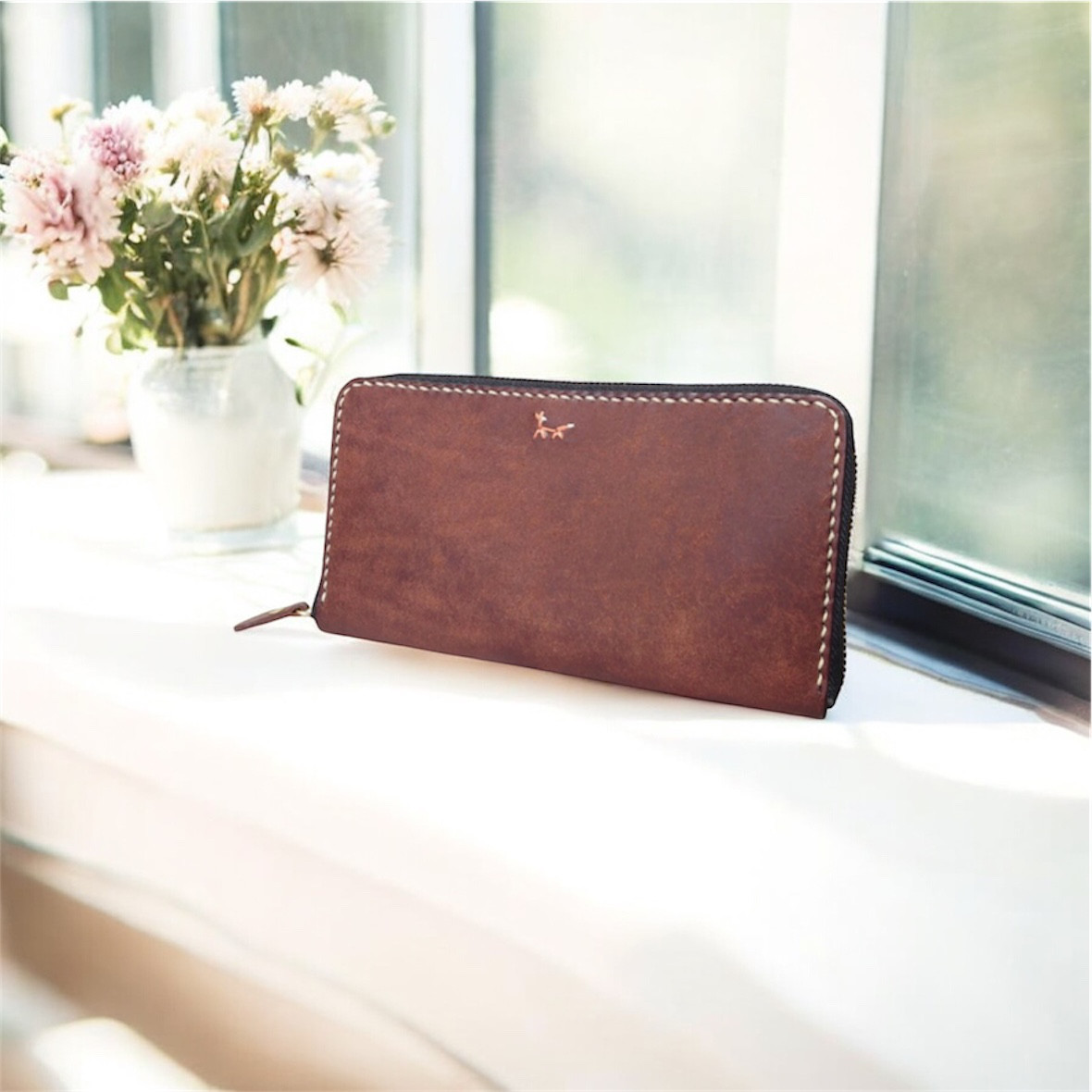 イタリアンレザー ラウンドファスナー長財布【お散歩】