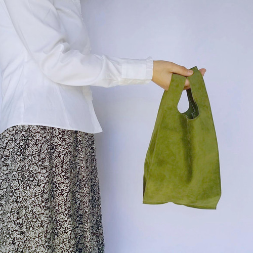 ちょっと贅沢な毎日のサブバッグ ピッグスエード (M) オリーブ エコ