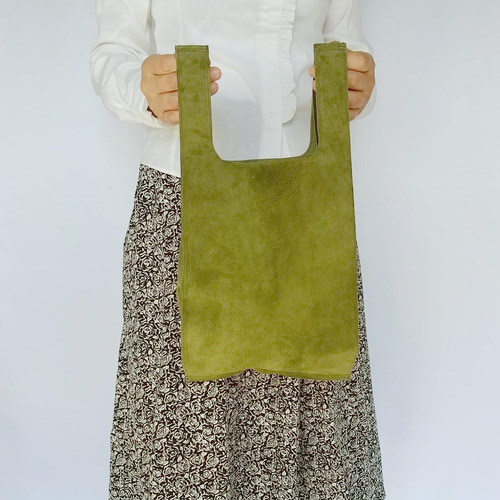 ちょっと贅沢な毎日のサブバッグ ピッグスエード (M) オリーブ エコ