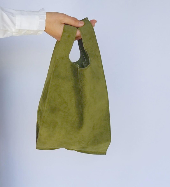 ちょっと贅沢な毎日のサブバッグ ピッグスエード (M) オリーブ エコ