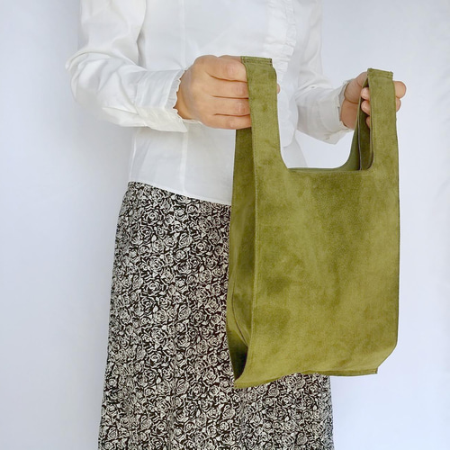 ちょっと贅沢な毎日のサブバッグ ピッグスエード (M) オリーブ エコ