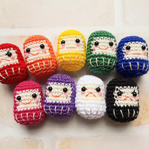 送料無料☆受注生産】カスタム！福ダルマあみぐるみストラップ