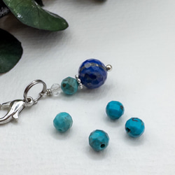 身を護る幸運のお守り ラピスラズリ ターコイズ チャーム イヤホンジャック ストラップパーツ 変更可能 c-079s3 3枚目の画像